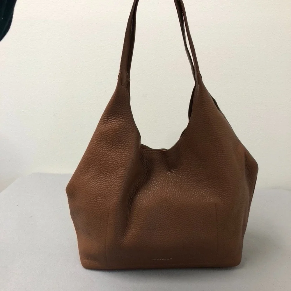 Rebecca Minkoff Darren Signature Carryall Hobo Bag Large Brown Pebbled Leather